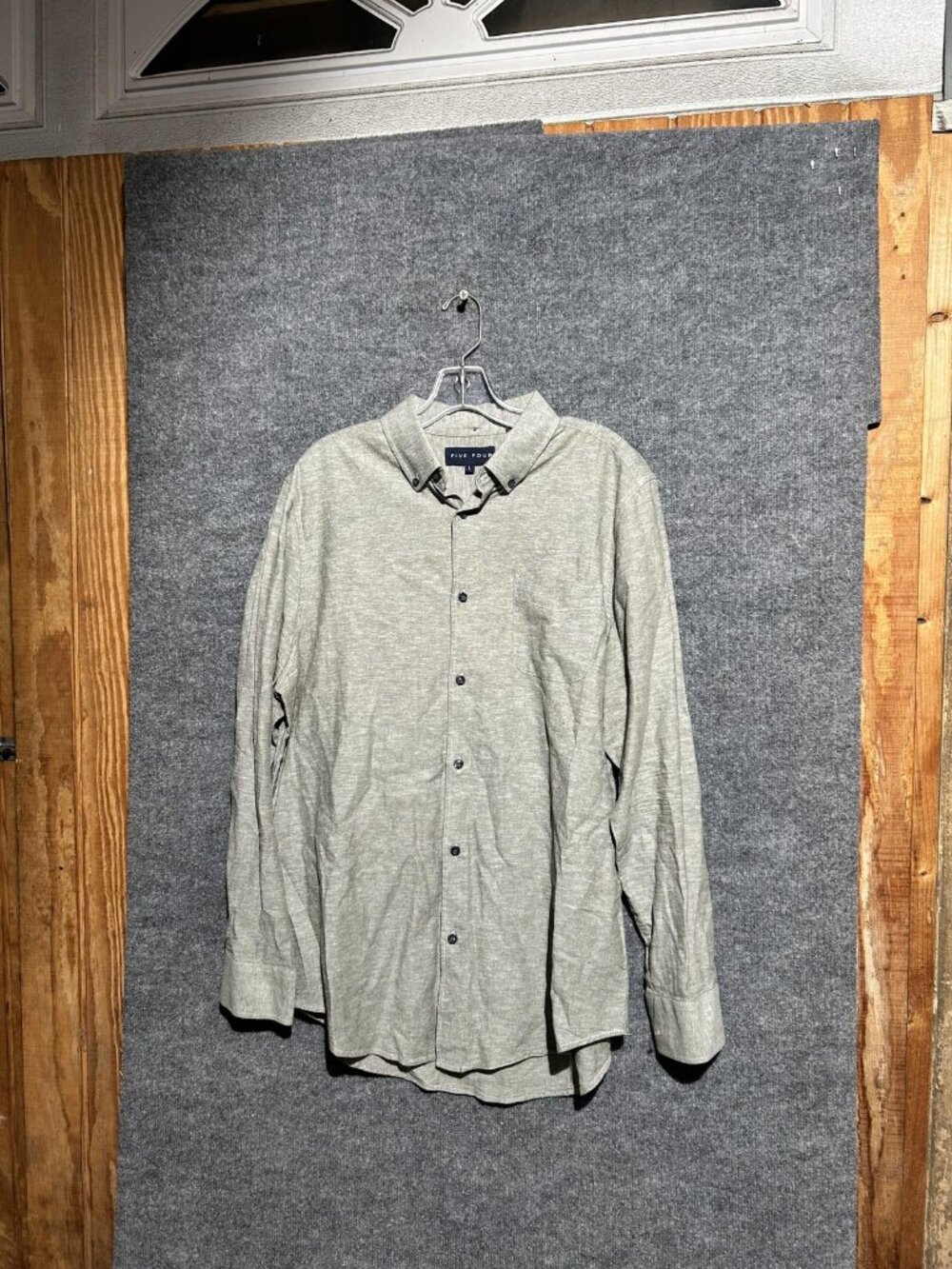 Five Four Shirt Mens Large Gray Linen Cotton Long Sleeve Button Up Casual Woven